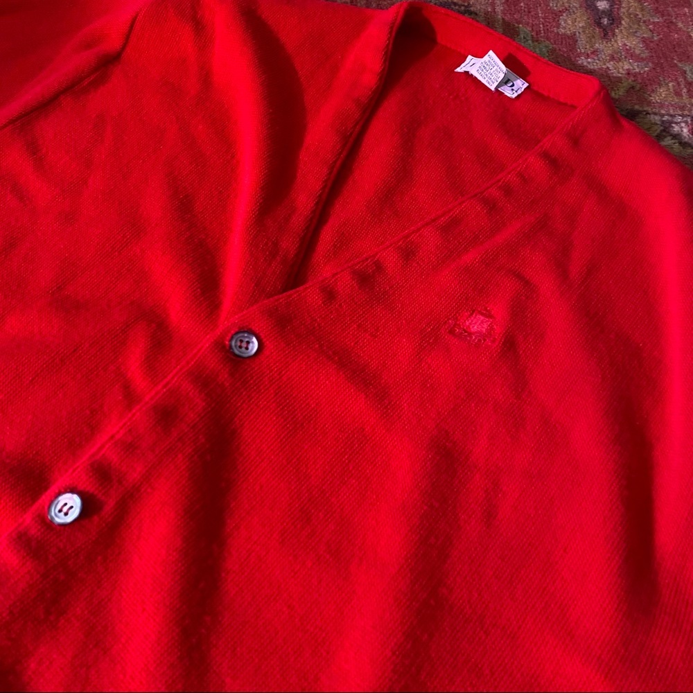 Vintage Red Cozy izod Grandpa Cardigan - Picture 4 of 8